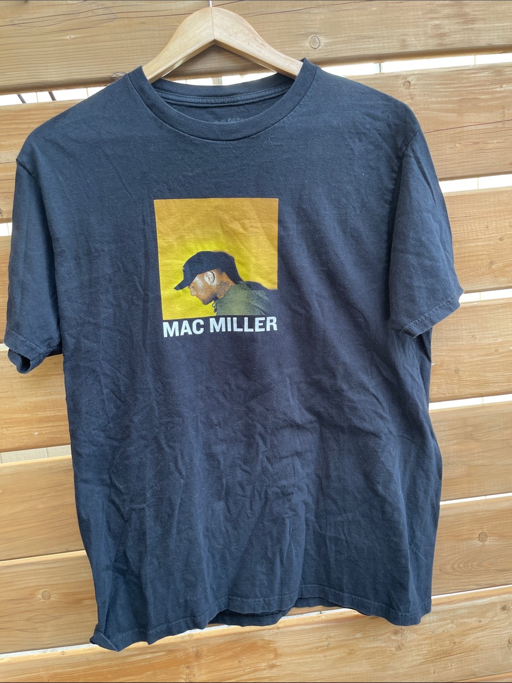 Mac Miller Black Graphic Tee with Yellow Square Artwork